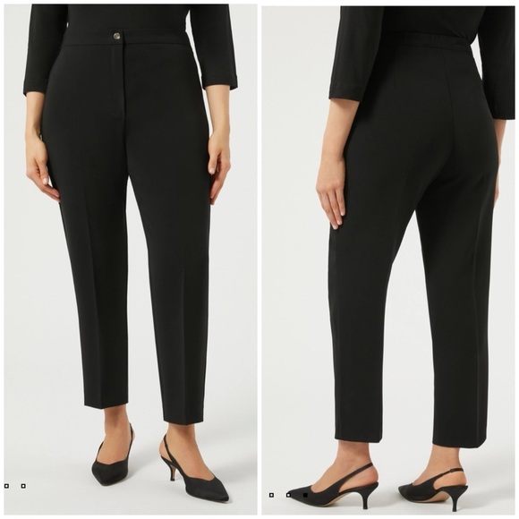 Marina Rinaldi Cady Trousers Black Career Office Pants Stretch Waist Plus Sz 16 - Picture 1 of 12